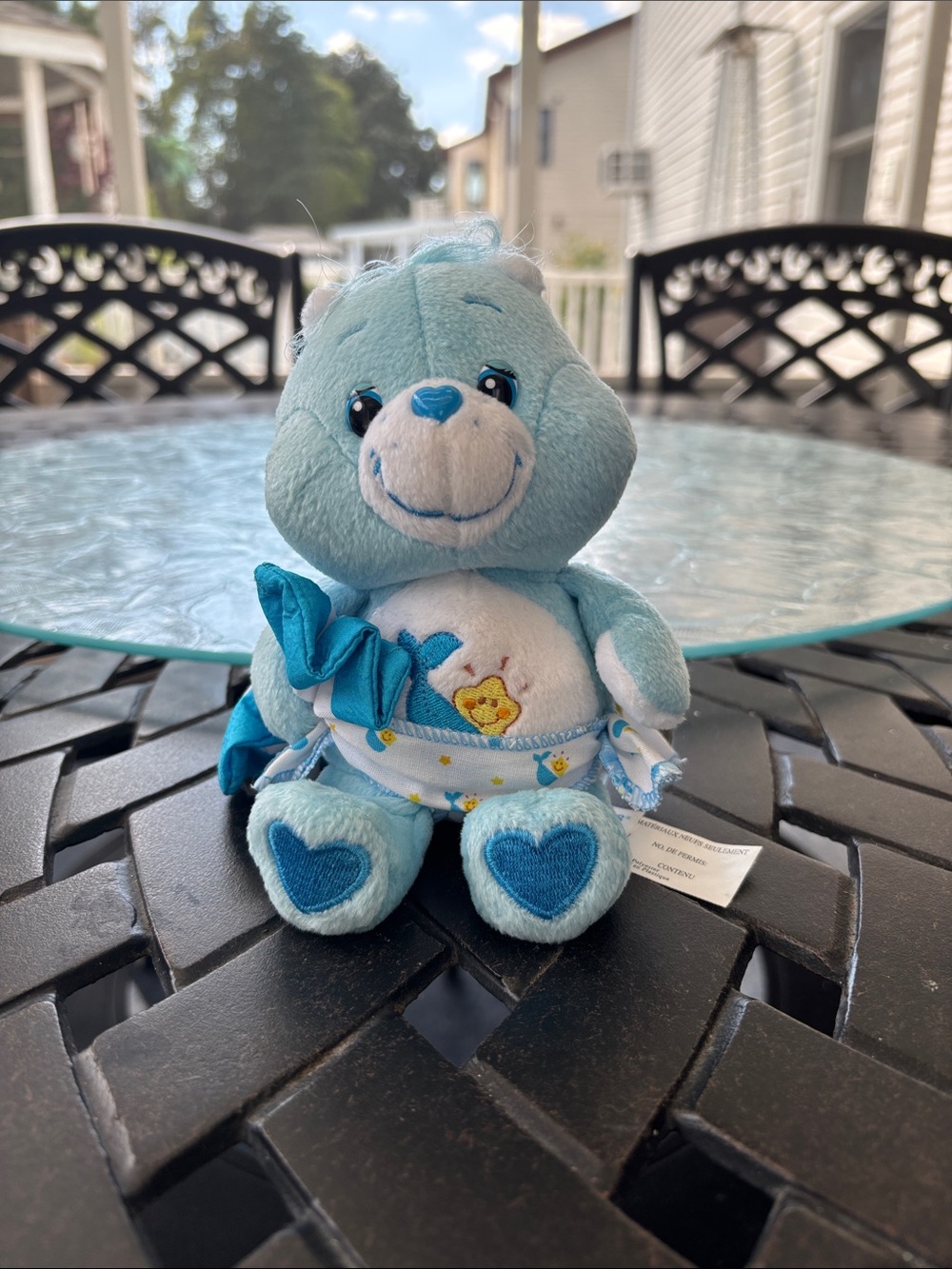 Care Bear TUGS Plush Bear with Dark Blue Heart Paws and Blanket